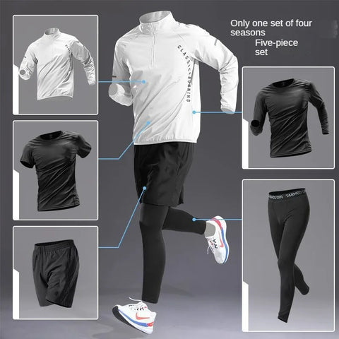 Men's Quick-Dry Sports Set Autumn Track and Field Zipper Training Running Fitness Long-Sleeve Shirts for Cycling Gym Wear Men