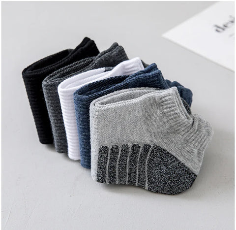 5 Pairs of Men's Socks and Short Socks for Men's Summer Thin Anti-odor Sweat-Absorbent Breathable Mesh Sports Socks Cotton Socks