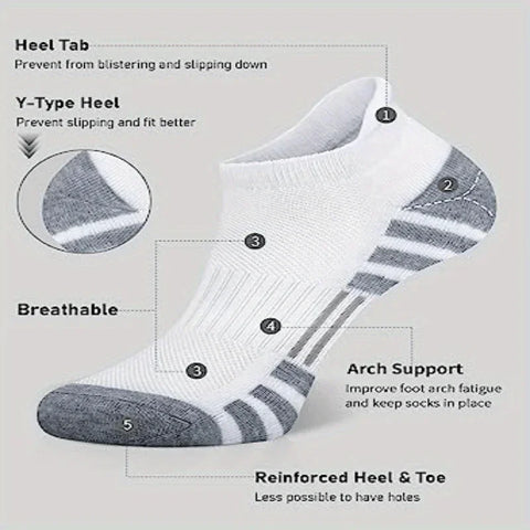 6 Pairs Ankle Athletic Running Socks Cushioned Cotton Breathable Low Cut Sports Tab Socks For Men And Women