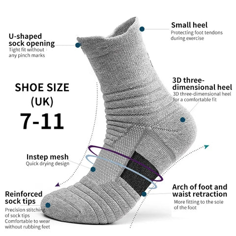 2Pairs Anti-slip Football Socks Men Women Cotton Sock Short Long Tube Soccer Basketball Sport Socks Breathable Deodorous Socks