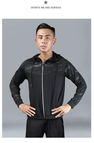 Men's Spring/Autumn Quick-Dry Hooded Jacket for Running, Cycling, Fitness，Gym,Track，Soccer, Basketball, Volleyball, Badminton