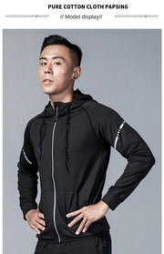 Men's Spring/Autumn Quick-Dry Hooded Jacket for Running, Cycling, Fitness，Gym,Track，Soccer, Basketball, Volleyball, Badminton