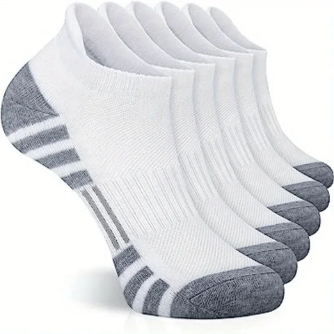 6 Pairs Ankle Athletic Running Socks Cushioned Cotton Breathable Low Cut Sports Tab Socks For Men And Women