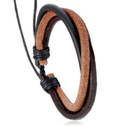 Simple Handmade Woven Multi-layer Men's Cattle Leather Bracelet