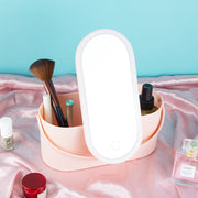 Portable Handheld Dressing Box Mirror Desktop Beauty Mirror With Lamp