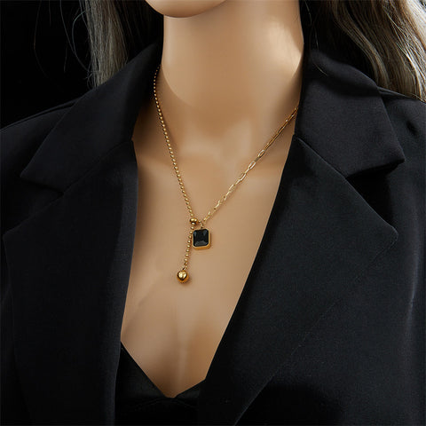 Korean Style Niche Advanced Simple Metal Titanium Steel Clavicle Necklace