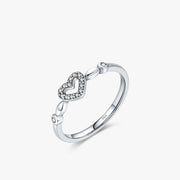 YANLOK S925 Sterling Silver Heart-shaped Niche Sweet Distressed Ring