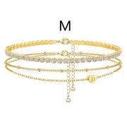 Simple Fashion Heart-shaped 26-letter Three-layer Anklet