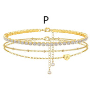 Simple Fashion Heart-shaped 26-letter Three-layer Anklet