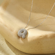 Silver 26 Letter Bubble Necklace For Women Full Diamond