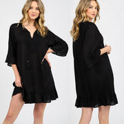 European And American Slubbed Fabric Ruffled Short Blouse Baggy Coat