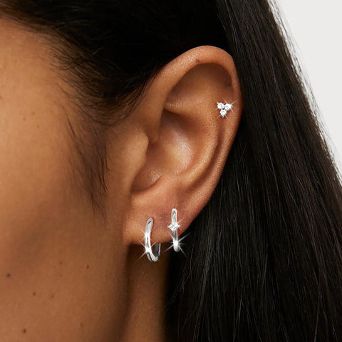 Four Eight-pointed Stars Inlaid Zircon Fashion Ladies Earings Set