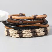 Simple Handmade Woven Multi-layer Men's Cattle Leather Bracelet