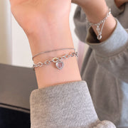 Double Layer Twin Chain Heart Bracelet Women