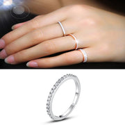 Simple 925 Sterling Silver Fine Row Diamond Ring