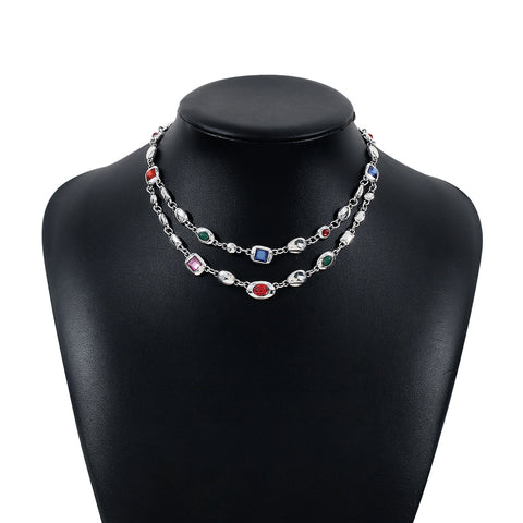 Ethnic Style Diamond Double-layer Necklace