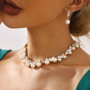 Baroque Alloy Necklace And Earrings Elegant Fashion All-match Bridal Formal Formal Dress Jewelry Suit