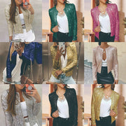 Women's Fashion Colorblock Sequins Short Casual Jacket