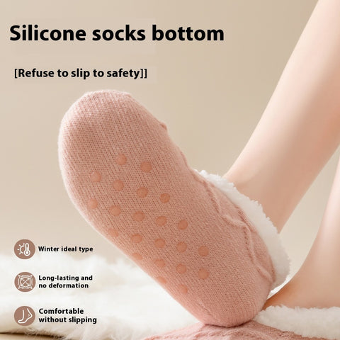 Winter Warm Short Cotton Slipper Socks Unisex Thicken Thermal Plush Home Floor Sock Soft Non-slip Grip Fuzzy Floor Fluffy Socks