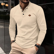 Men's Polo Collar Solid Color Long-sleeved Sports