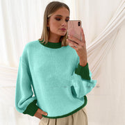 New Women's Knitted Sweater Stitched Pullover Loose