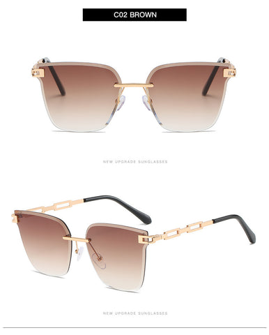 Frameless Trimming Sunglasses Metal Hollow Gradient Color Sunglasses