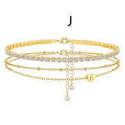 Simple Fashion Heart-shaped 26-letter Three-layer Anklet