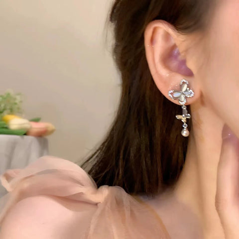 Asymmetric Butterfly Earrings Female Niche Cold