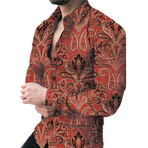 Men's Casual Long Sleeved Large Floral Shirt